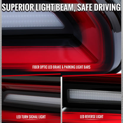 2008-2014 Dodge Challenger Sequential LED Turn Signal Tail Lights (Black Housing / Clear Lens / Red Bars)