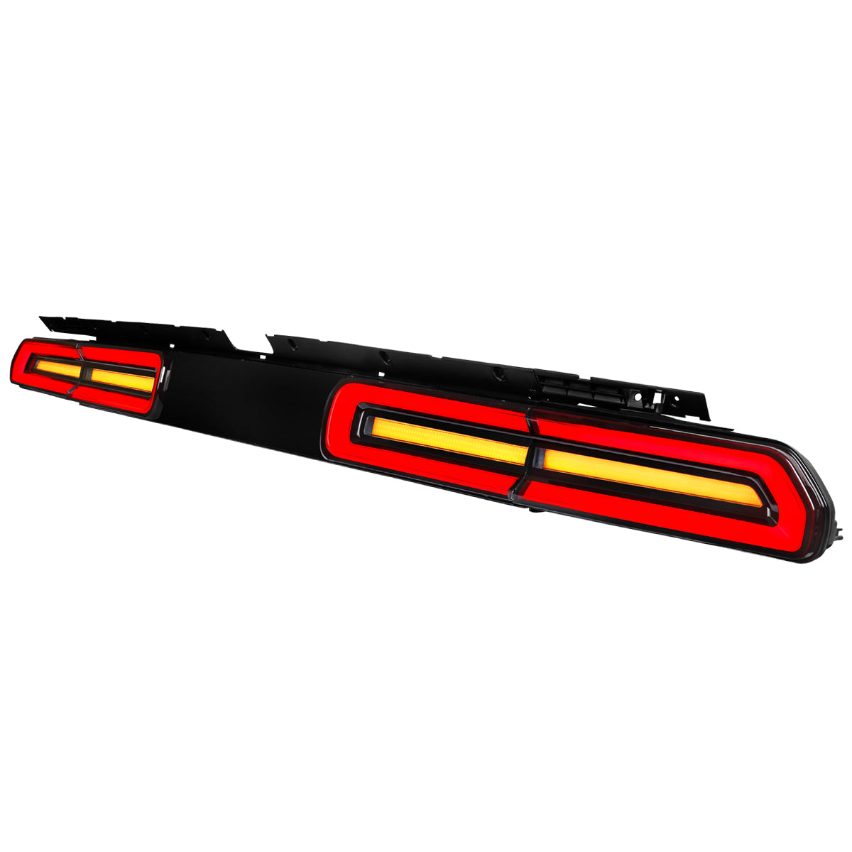 2008-2014 Dodge Challenger Sequential LED Turn Signal Tail Lights (Black Housing / Clear Lens / Red Bars)
