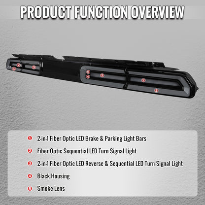 2008-2014 Dodge Challenger Sequential LED Turn Signal Tail Lights (Black Housing / Smoked Lens / White Bars)