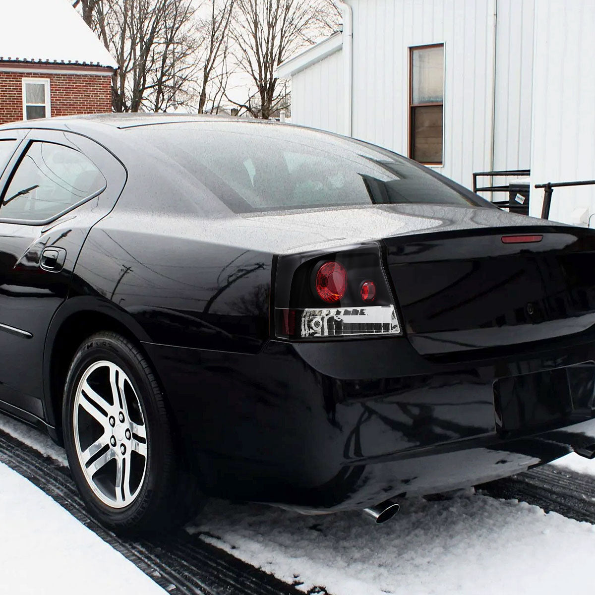 2005-2010 Dodge Charger Tail Lights (Matte Black Housing/Clear Lens)