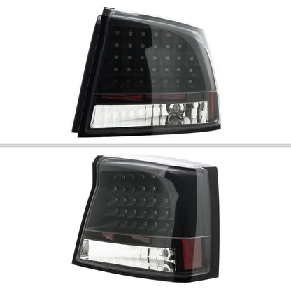 2005-2010 Dodge Charger LED Tail Lights (Matte Black Housing/Clear Lens)