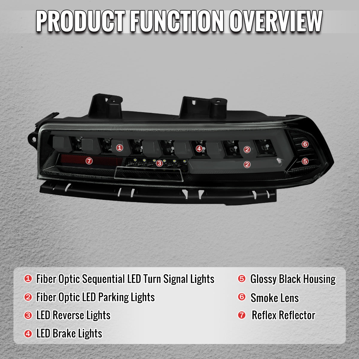 2014-2015 Chevrolet Camaro Full LED Sequential Tail Light (Glossy Black Housing / Smoked Lens)