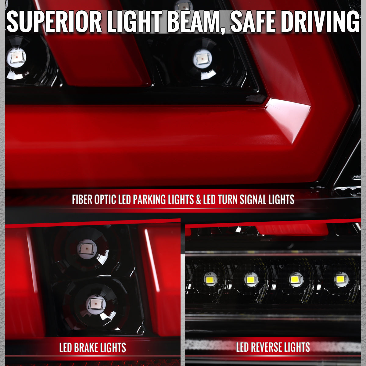2014-2015 Chevrolet Camaro Full Red LED Sequential Tail Light (Jet Black Housing/Clear Lens)