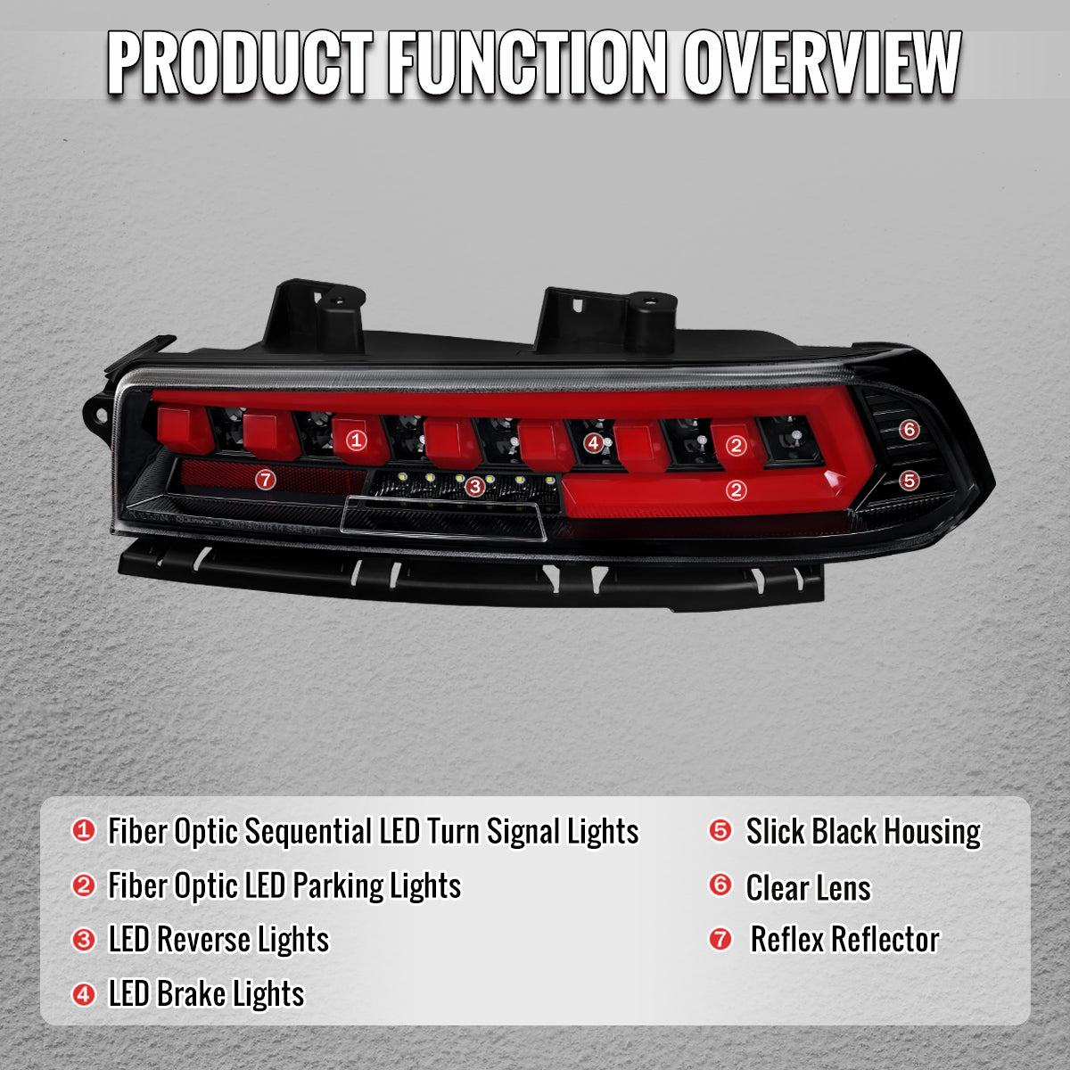 2014-2015 Chevrolet Camaro Full Red LED Sequential Tail Light (Jet Black Housing/Clear Lens)
