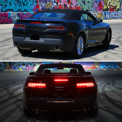 2014-2015 Chevrolet Camaro Full Red LED Sequential Tail Light (Jet Black Housing/Clear Lens)