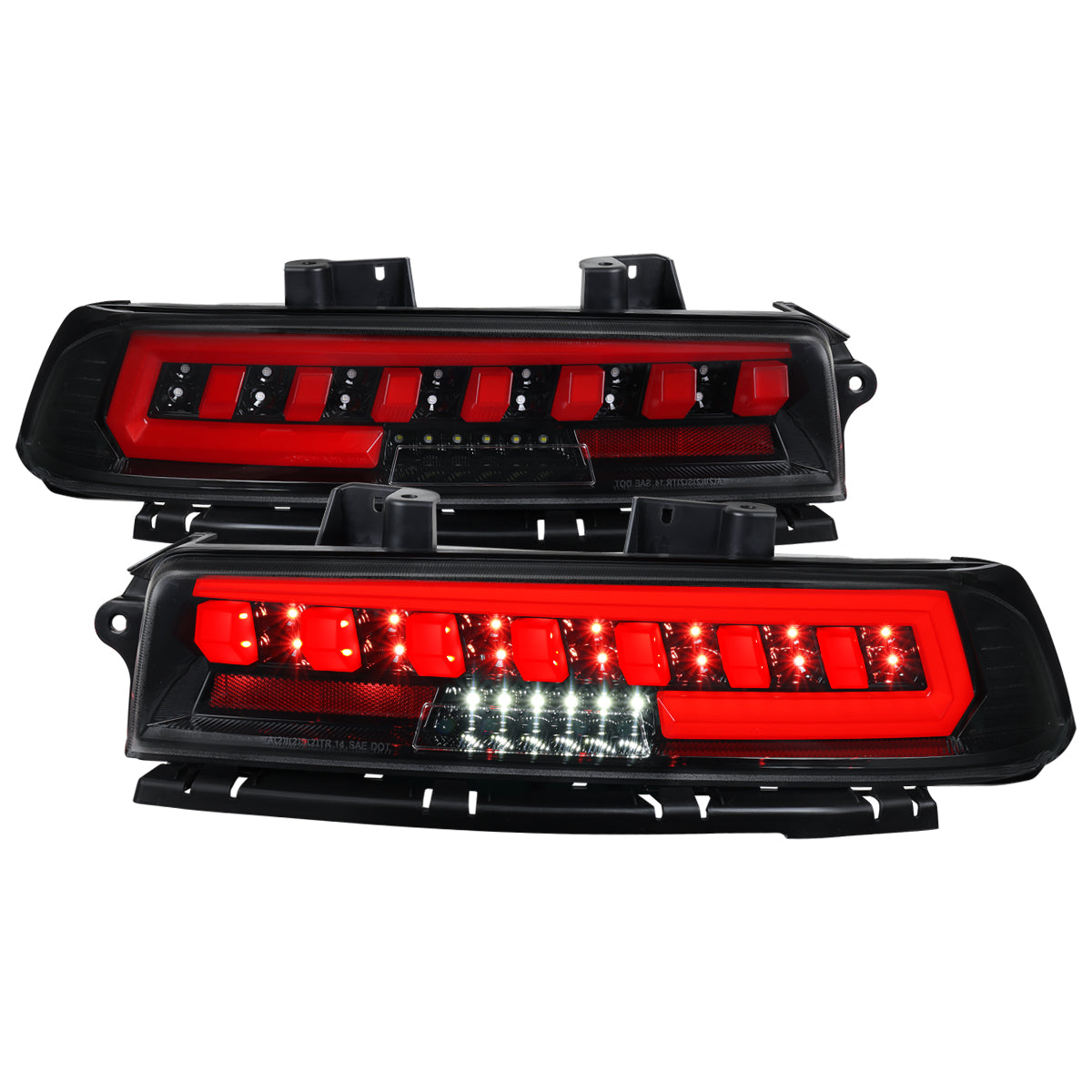 2014-2015 Chevrolet Camaro Full Red LED Sequential Tail Light (Jet Black Housing/Clear Lens)