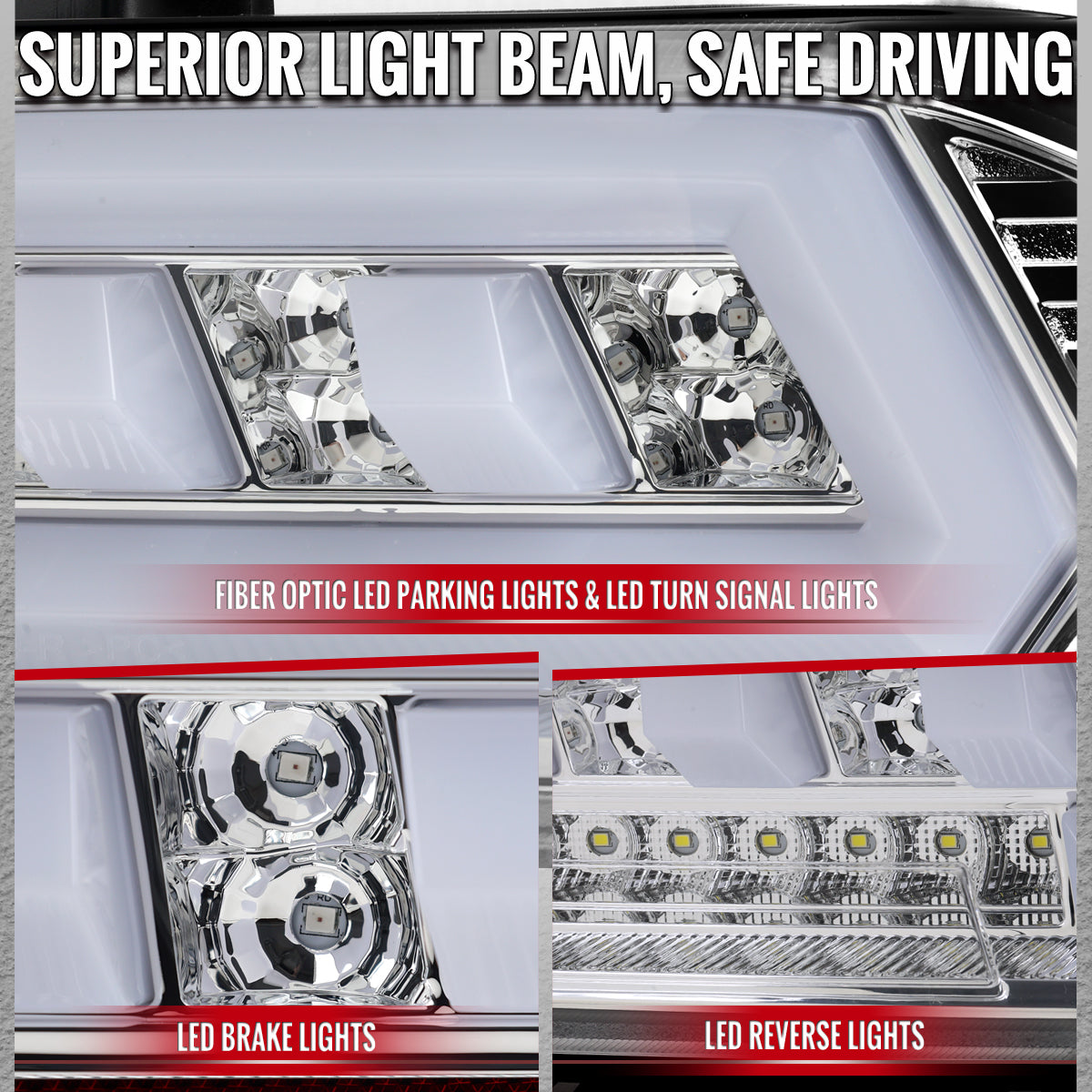 2014-2015 Chevrolet Camaro Full LED Sequential Tail Light (Chrome Housing / Clear Lens)