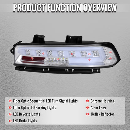 2014-2015 Chevrolet Camaro Full LED Sequential Tail Light (Chrome Housing / Clear Lens)