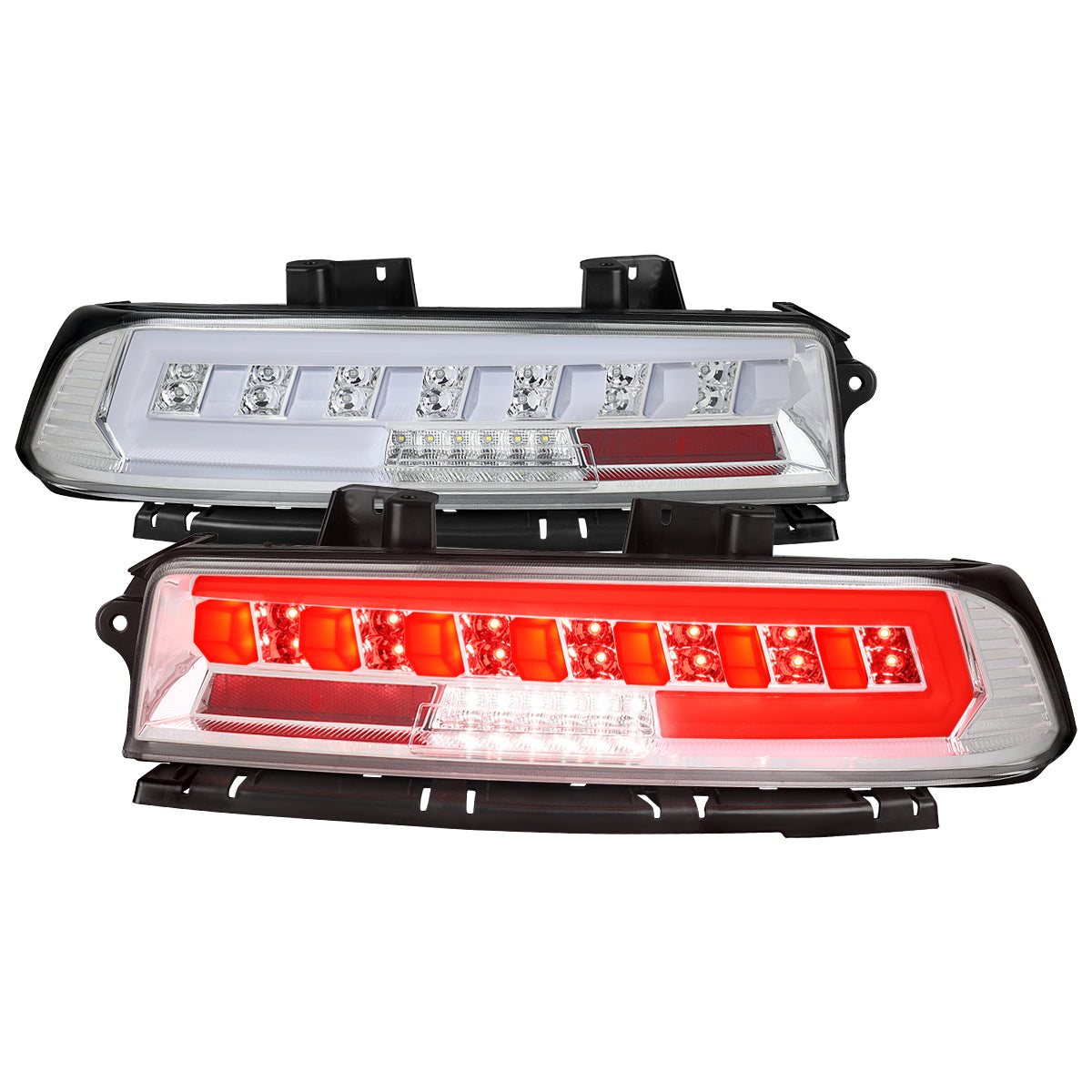 2014-2015 Chevrolet Camaro Full LED Sequential Tail Light (Chrome Housing / Clear Lens)