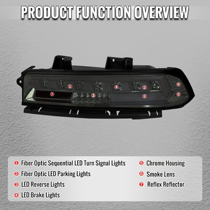2014-2015 Chevrolet Camaro Full LED Sequential Tail Light (Chrome Housing / Smoked Lens)