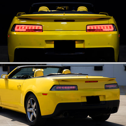 2014-2015 Chevrolet Camaro Full LED Sequential Tail Light (Chrome Housing / Smoked Lens)