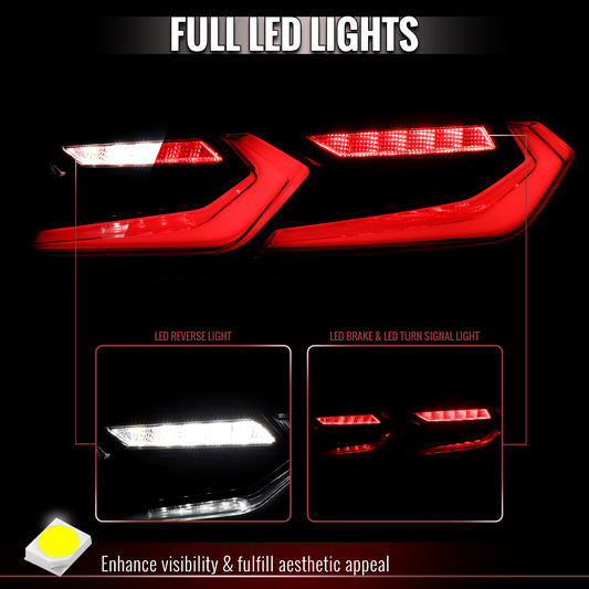 2014-2015 Chevrolet Camaro Sequential LED Turn Signal C8-Style Tail Lights (Black Housing / Clear Lens)
