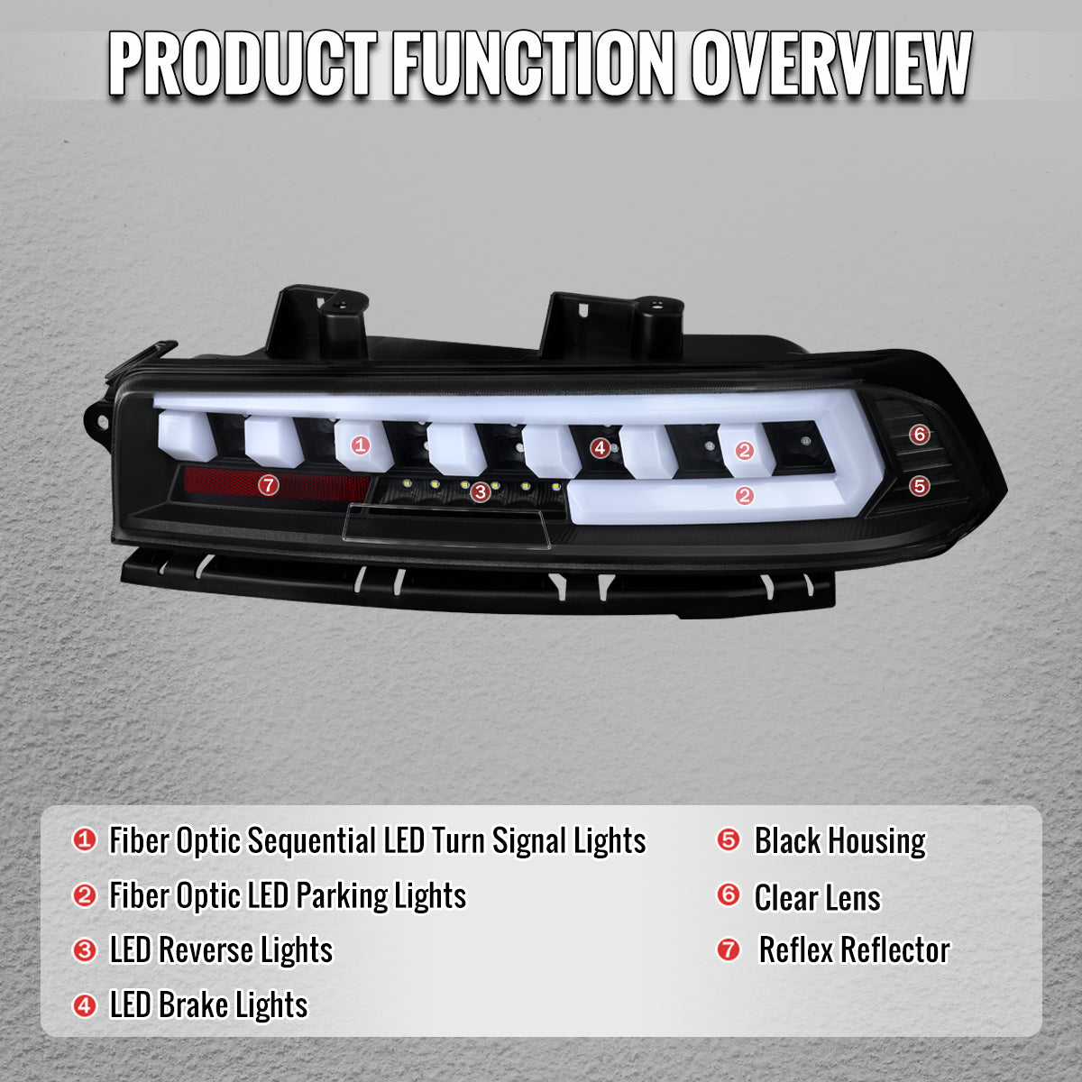 2014-2015 Chevrolet Camaro Full LED Sequential Tail Light (Black Housing / Clear Lens)