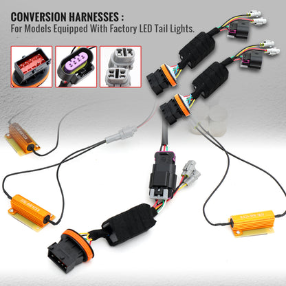 2014-2015 Chevrolet Camaro Sequential LED Turn Signal C8-Style Tail Lights (Black Housing / Smoked Lens)