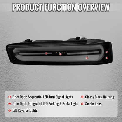 2016-2018 Chevrolet Camaro Full LED Sequential Tail Light (Glossy Black Housing / Smoked Lens)