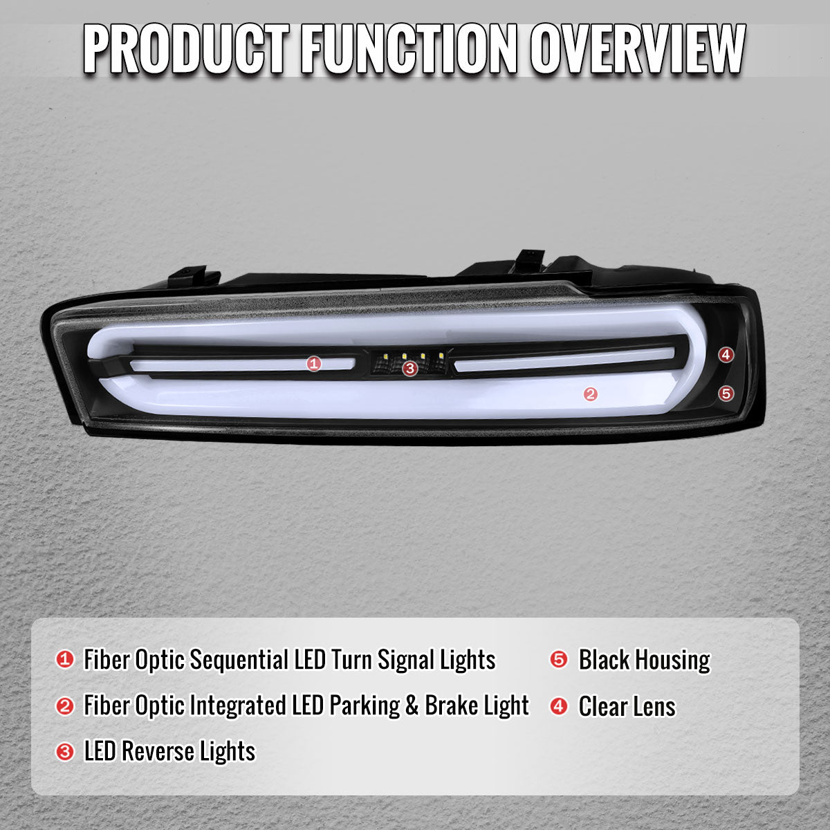 2016-2018 Chevrolet Camaro Full LED Sequential Tail Light (Black Housing / Clear Lens)