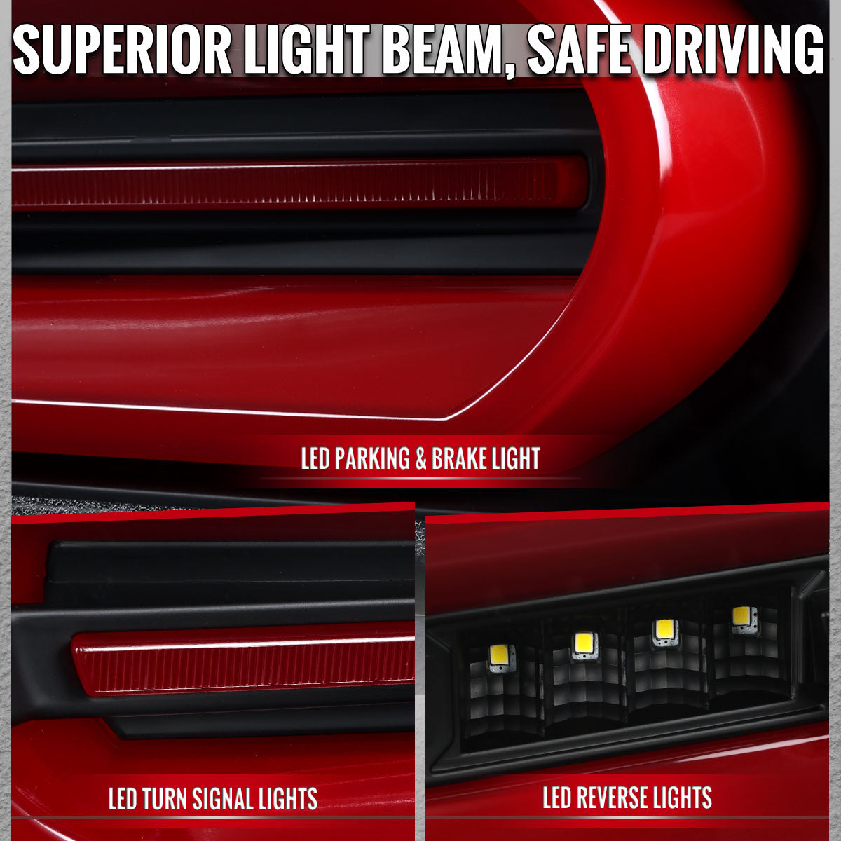 2016-2018 Chevrolet Camaro Full Red LED Sequential Tail Light (Black Housing / Clear Lens)