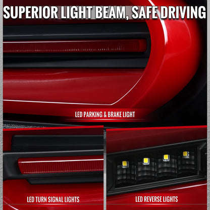 2016-2018 Chevrolet Camaro Full Red LED Sequential Tail Light (Black Housing / Clear Lens)
