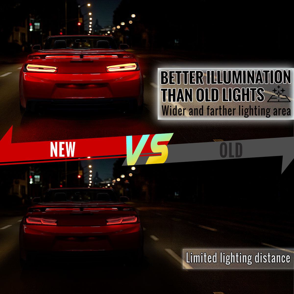 2016-2018 Chevrolet Camaro Full Red LED Sequential Tail Light (Black Housing / Clear Lens)