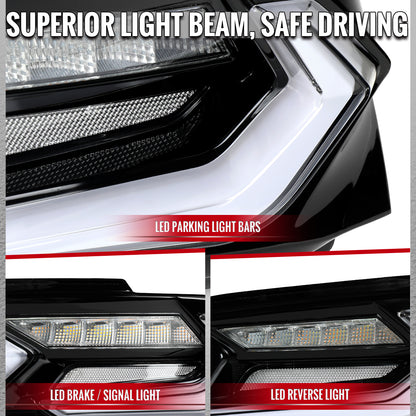 2019-2024 Chevrolet Camaro Sequential LED Turn Signal C8-Style Tail Lights (Black Housing / Clear Lens)