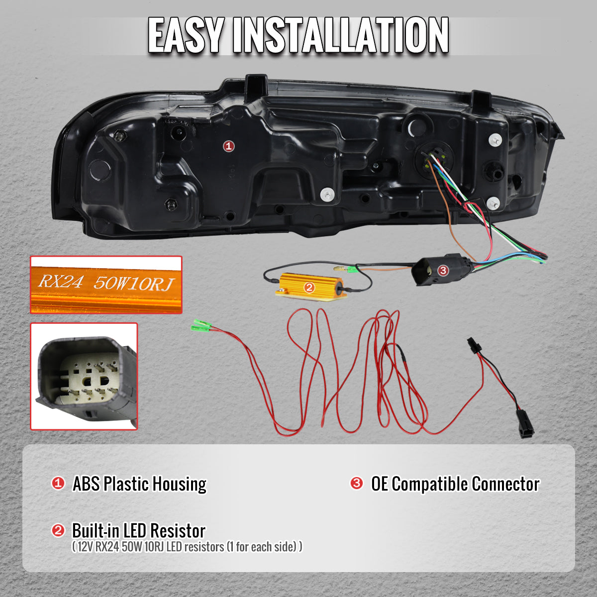 2019-2024 Chevrolet Camaro Sequential LED Turn Signal C8-Style Tail Lights (Black Housing / Smoked Lens)