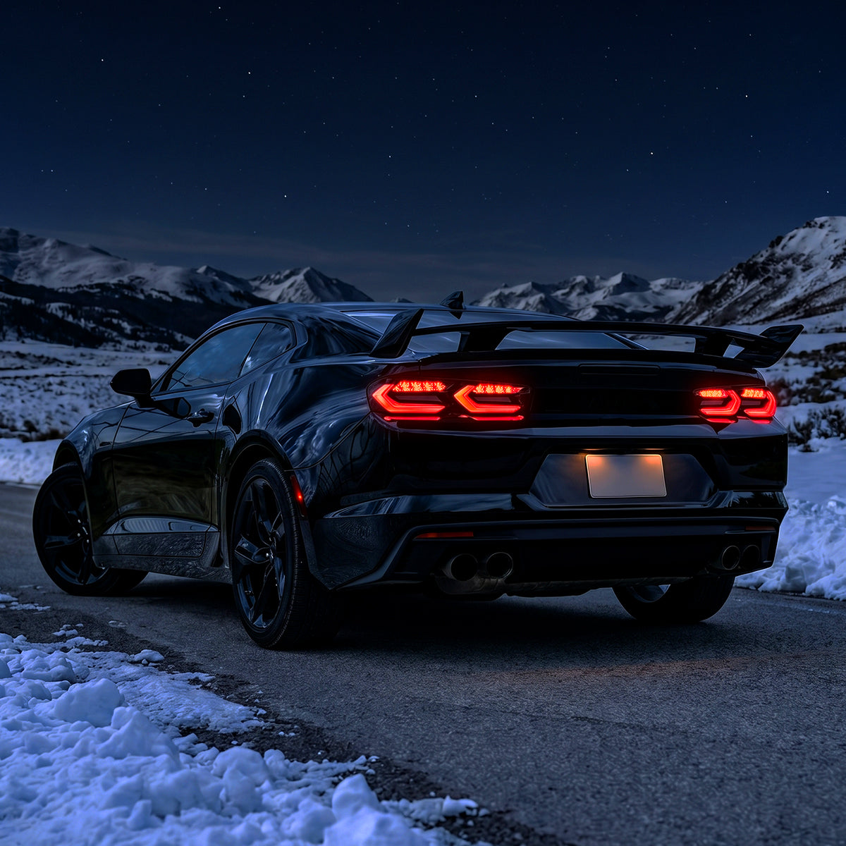 2019-2024 Chevrolet Camaro Sequential LED Turn Signal C8-Style Tail Lights (Black Housing / Smoked Lens)