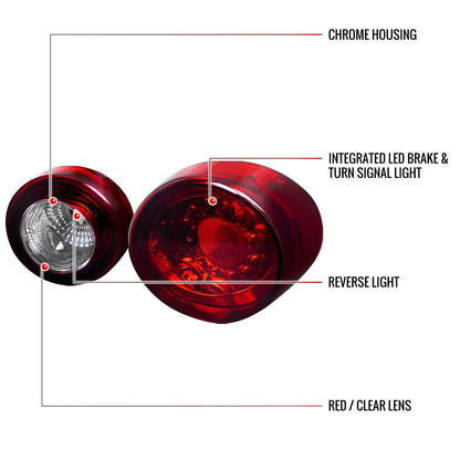 2005-2010 Chevrolet Cobalt Coupe LED Tail Lights & Trunk Reverse Lights (Chrome Housing/Red Lens)