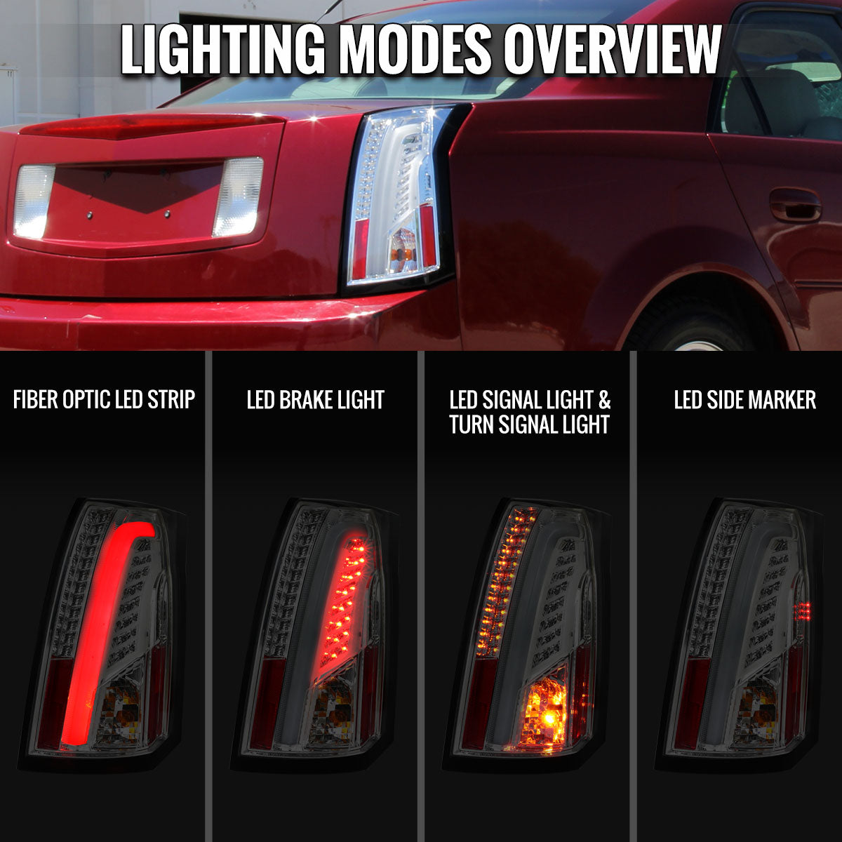 2003-2007 Cadillac CTS LED Tail Lights (Chrome Housing/Clear Lens)