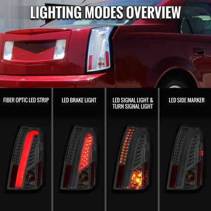 2003-2007 Cadillac CTS LED Tail Lights (Chrome Housing/Clear Lens)