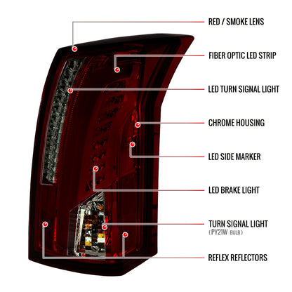 2003-2007 Cadillac CTS LED Tail Lights (Chrome Housing/Red Smoked Lens)