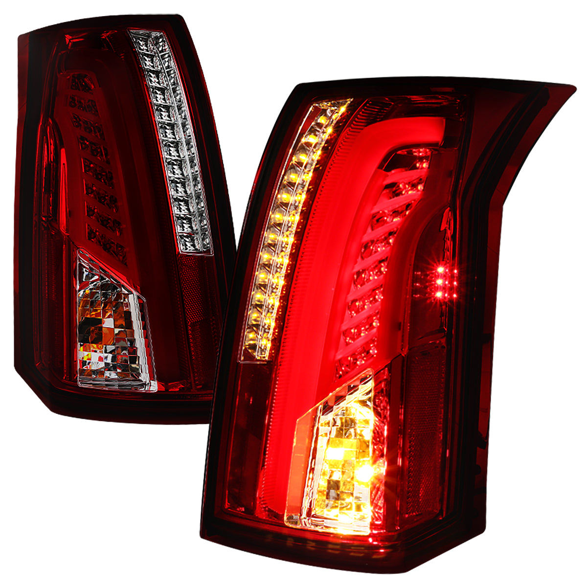 2003-2007 Cadillac CTS LED Tail Lights (Chrome Housing/Red Smoked Lens)