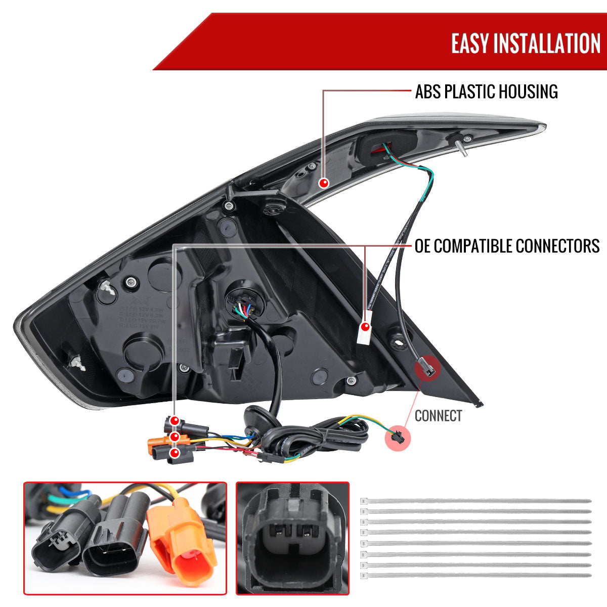 2016-2021 Honda Civic Sedan V2 LED Tail Lights w/ Sequential Turn Signal Lights (Glossy Black Housing/Smoked Lens)