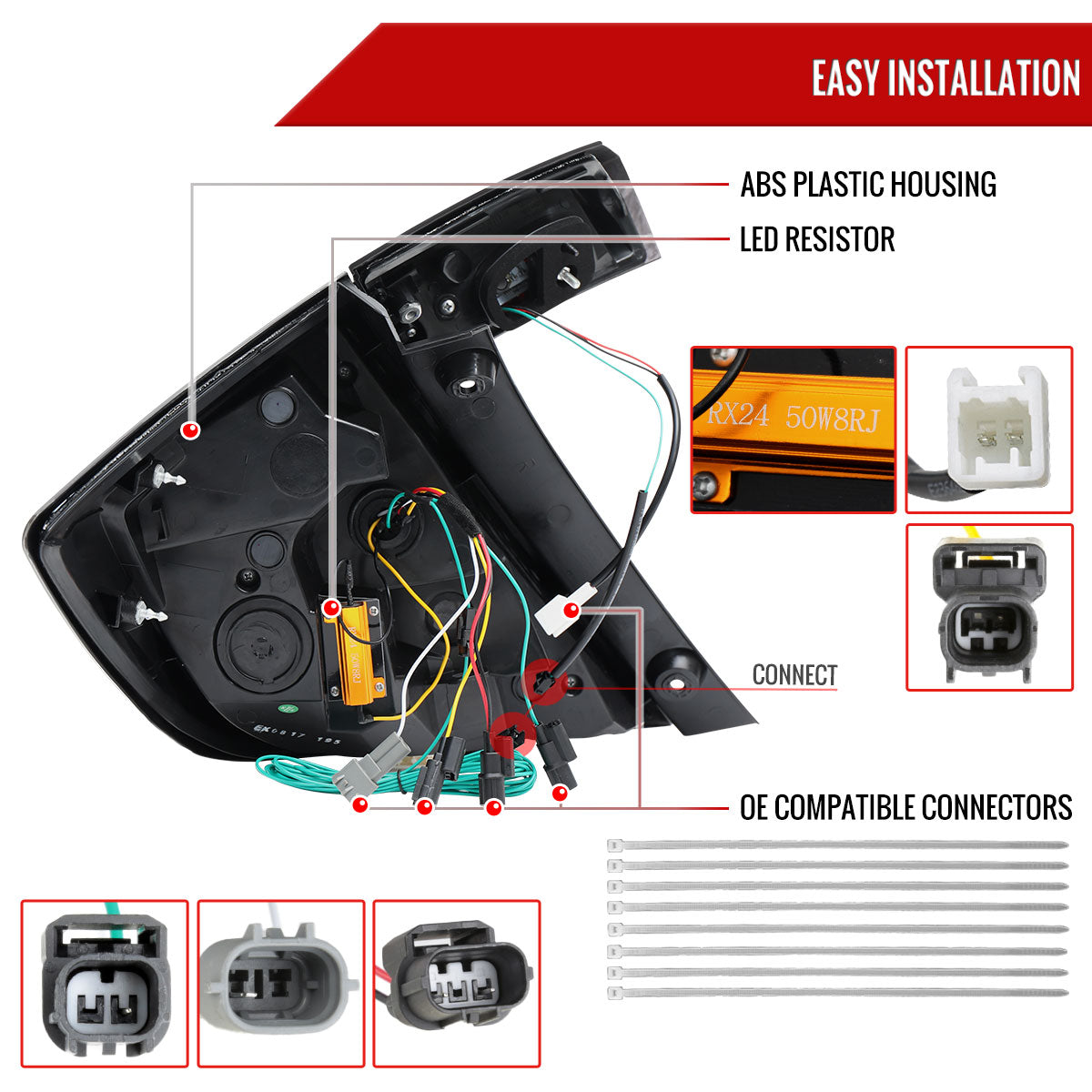 2017-2021 Honda Civic Hatchback Sequential Turn Signal LED Tail Lights (Black Housing/Smoked Lens)