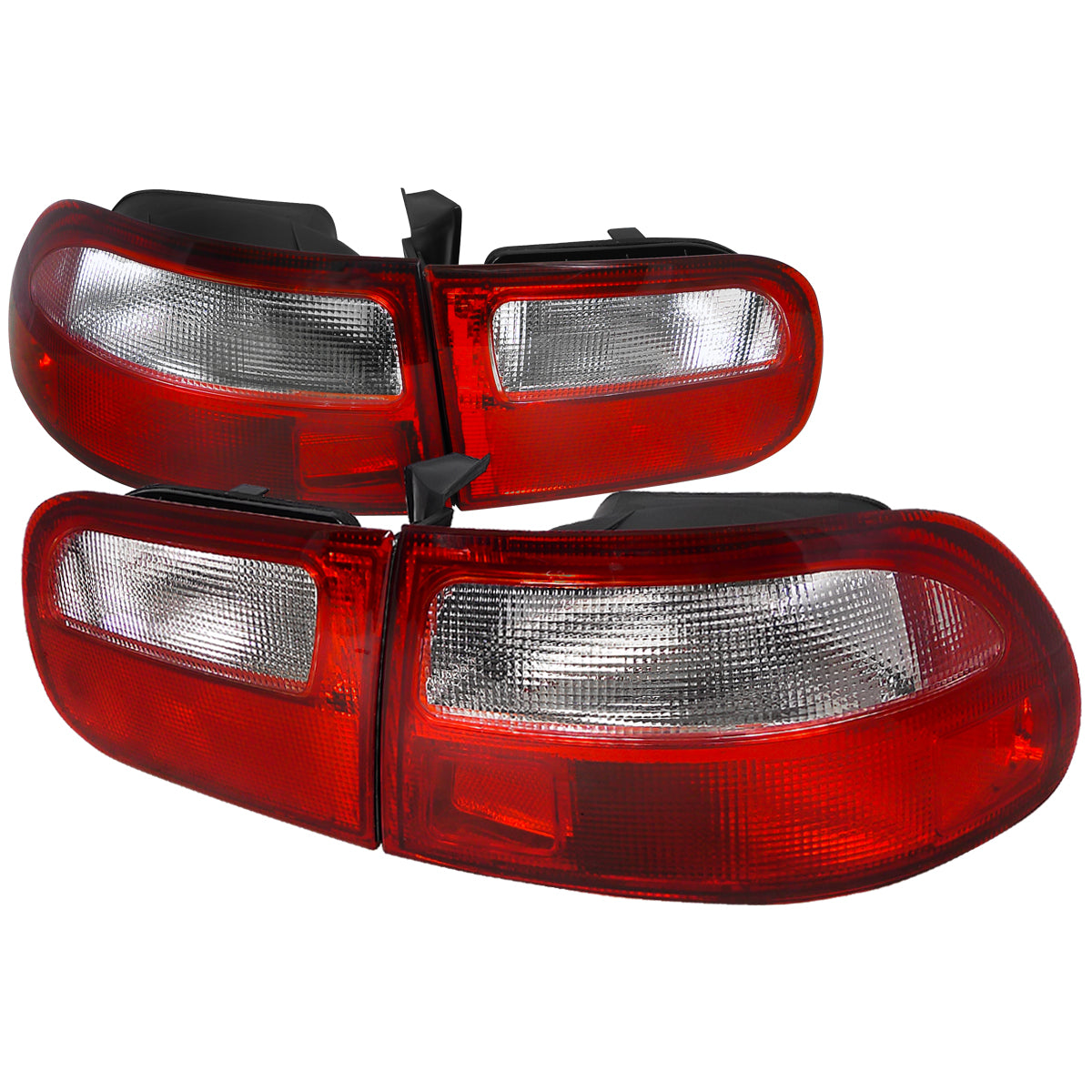 1992-1995 Honda Civic 3DR Hatchback Tail Lights (Chrome Housing/Red Clear Lens)