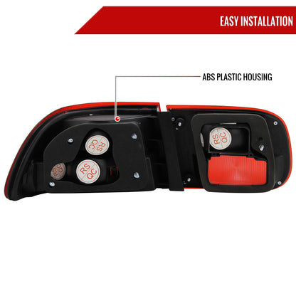 1992-1995 Honda Civic Tail Lights (Chrome Housing/Red Smoked Lens)