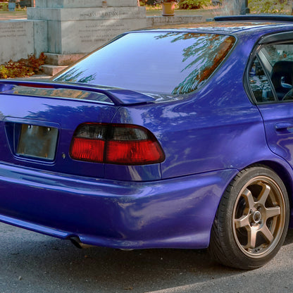 1999-2000 Honda Civic Sedan Tail Lights (Chrome Housing/Red Smoked Lens)