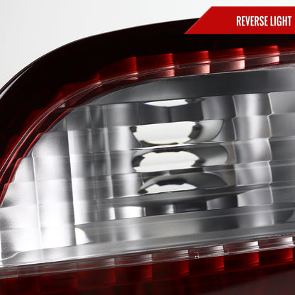 1999-2000 Honda Civic Sedan Tail Lights (Chrome Housing/Red Clear Lens)