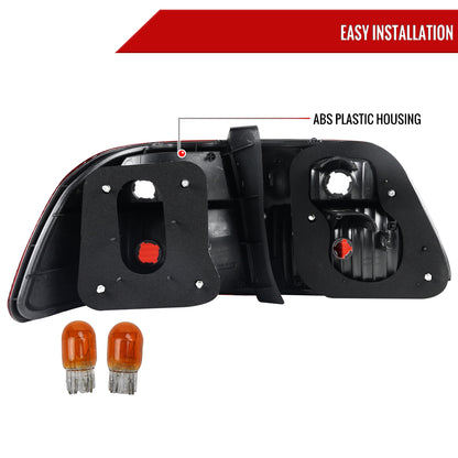 1999-2000 Honda Civic Sedan Tail Lights (Chrome Housing/Red Clear Lens)