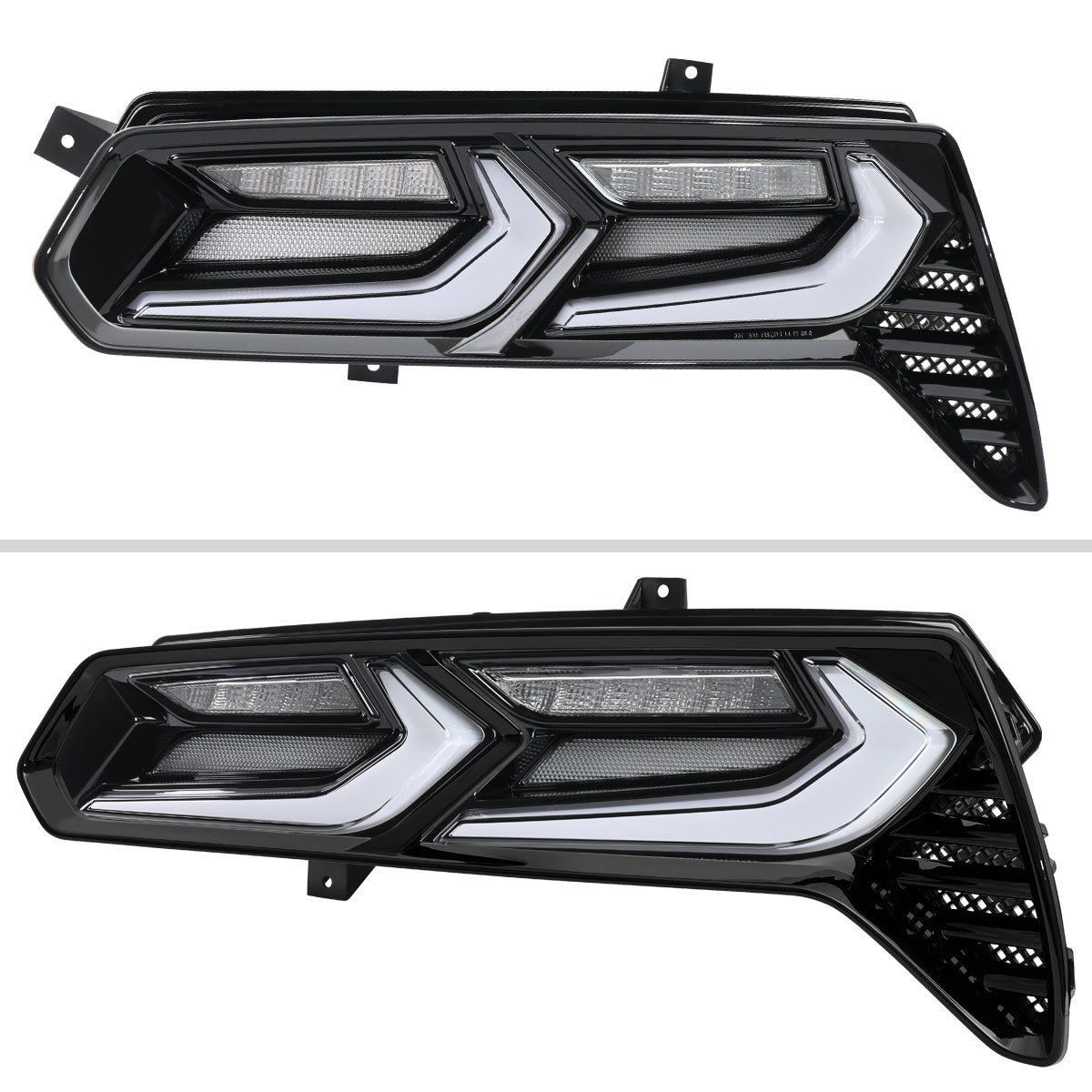 2014-2019 Chevrolet Corvette C7 Sequential LED Turn Signal C8-Style Tail Lights (Black Housing / Clear Lens)