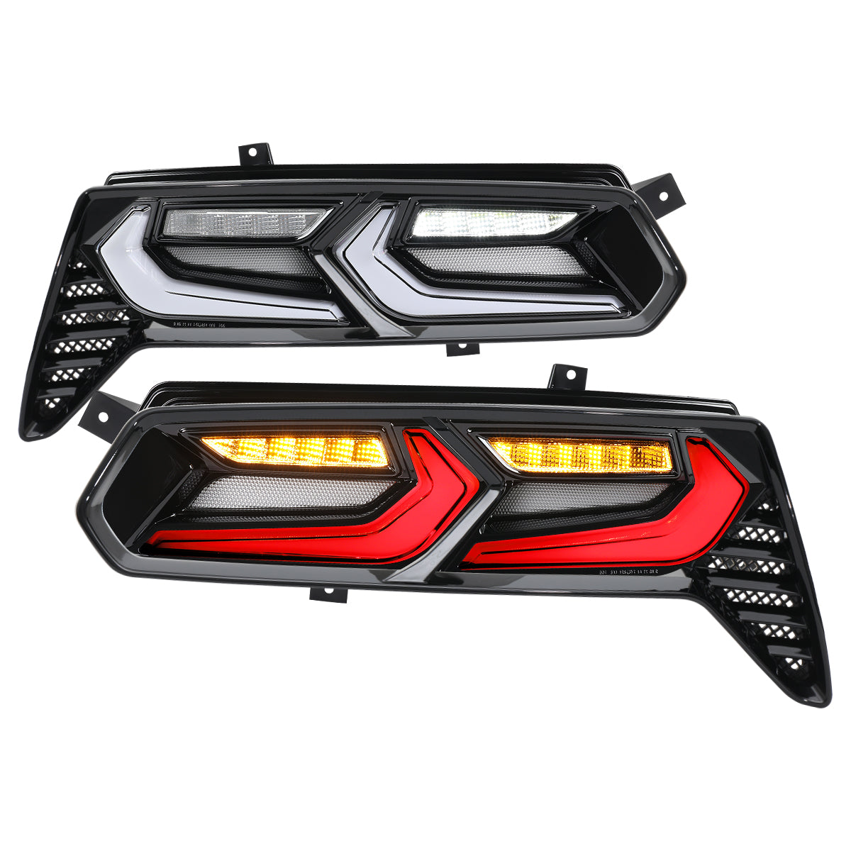2014-2019 Chevrolet Corvette C7 Sequential LED Turn Signal C8-Style Tail Lights (Black Housing / Clear Lens)