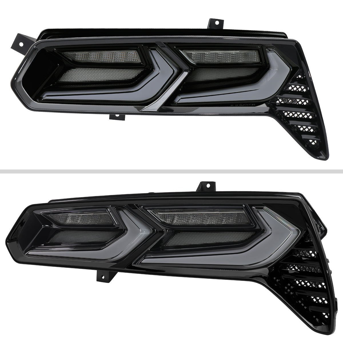 2014-2019 Chevrolet Corvette C7 Sequential LED Turn Signal C8-Style Tail Lights (Black Housing / Smoked Lens)