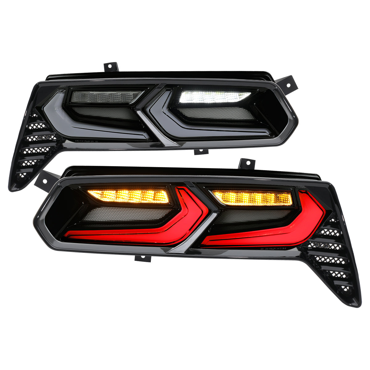 2014-2019 Chevrolet Corvette C7 Sequential LED Turn Signal C8-Style Tail Lights (Black Housing / Smoked Lens)