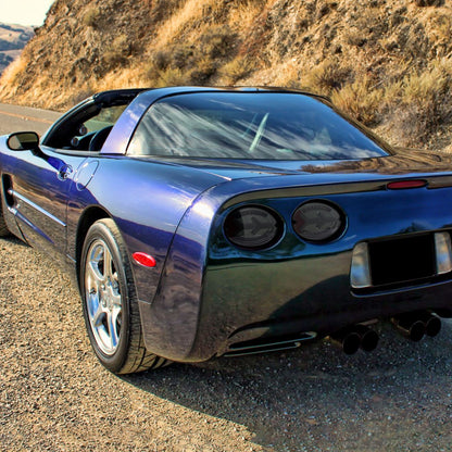 1997-2004 Chevrolet Corvette C5 4 PC White LED Bar Tail Lights (Chrome Housing/Dark Smoked Lens)