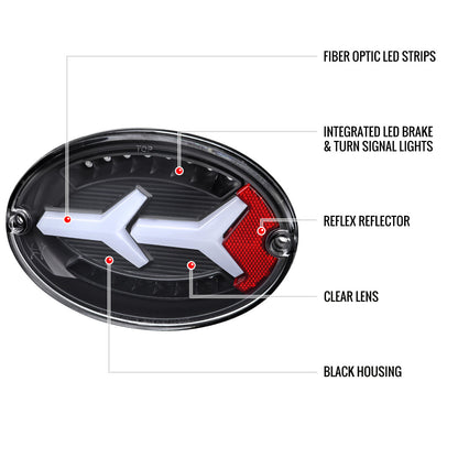 1997-2004 Chevrolet Corvette C5 4 PC White LED Bar Tail Lights (Matte Black Housing/Clear Lens)