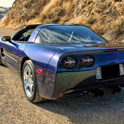 1997-2004 Chevrolet Corvette C5 4 PC White LED Bar Tail Lights (Matte Black Housing/Clear Lens)