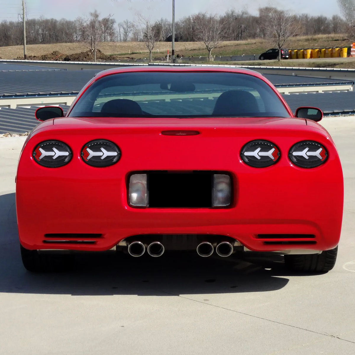 1997-2004 Chevrolet Corvette C5 4 PC White LED Bar Tail Lights (Matte Black Housing/Clear Lens)