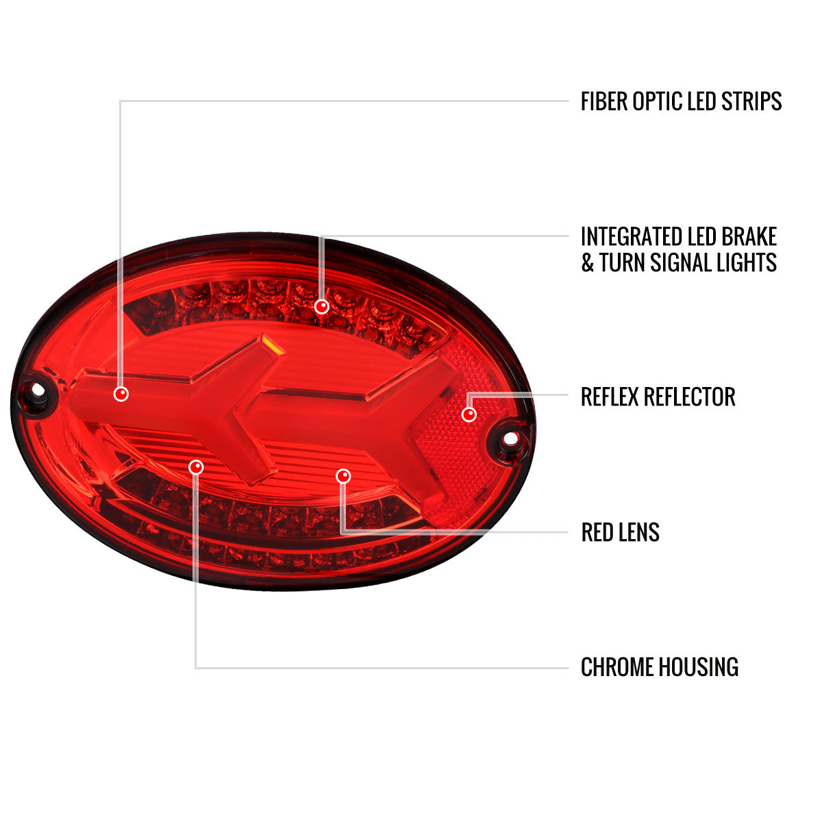 1997-2004 Chevrolet Corvette C5 4 PC LED Bar Tail Lights (Chrome Housing/Red Lens)