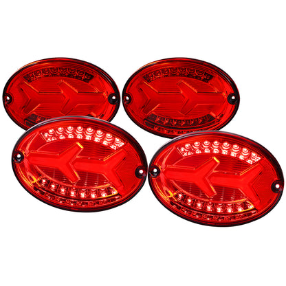 1997-2004 Chevrolet Corvette C5 4 PC LED Bar Tail Lights (Chrome Housing/Red Lens)