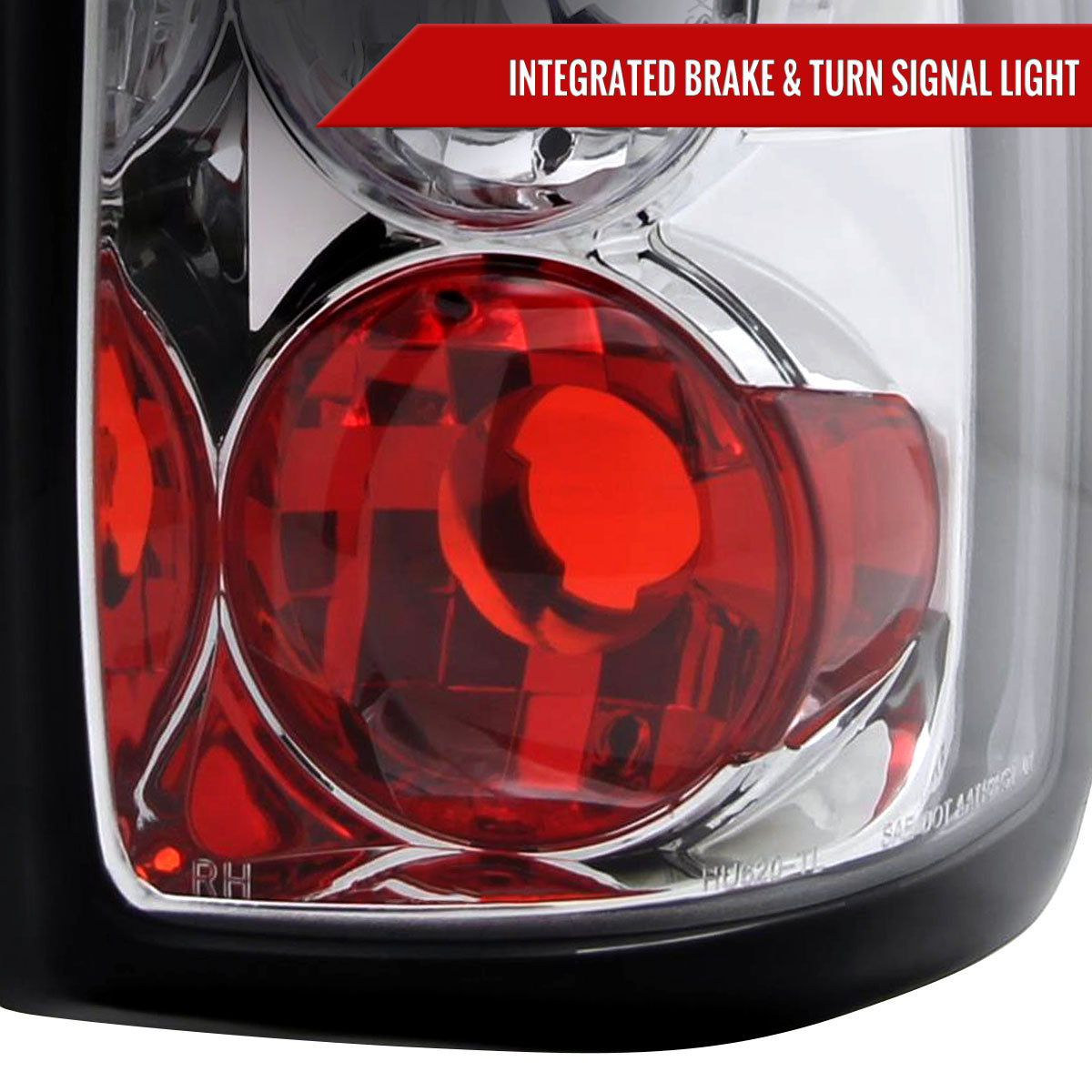 1997-2004 Dodge Dakota Tail Lights (Chrome Housing/Clear Lens)