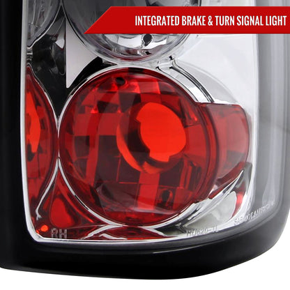 1997-2004 Dodge Dakota Tail Lights (Chrome Housing/Clear Lens)